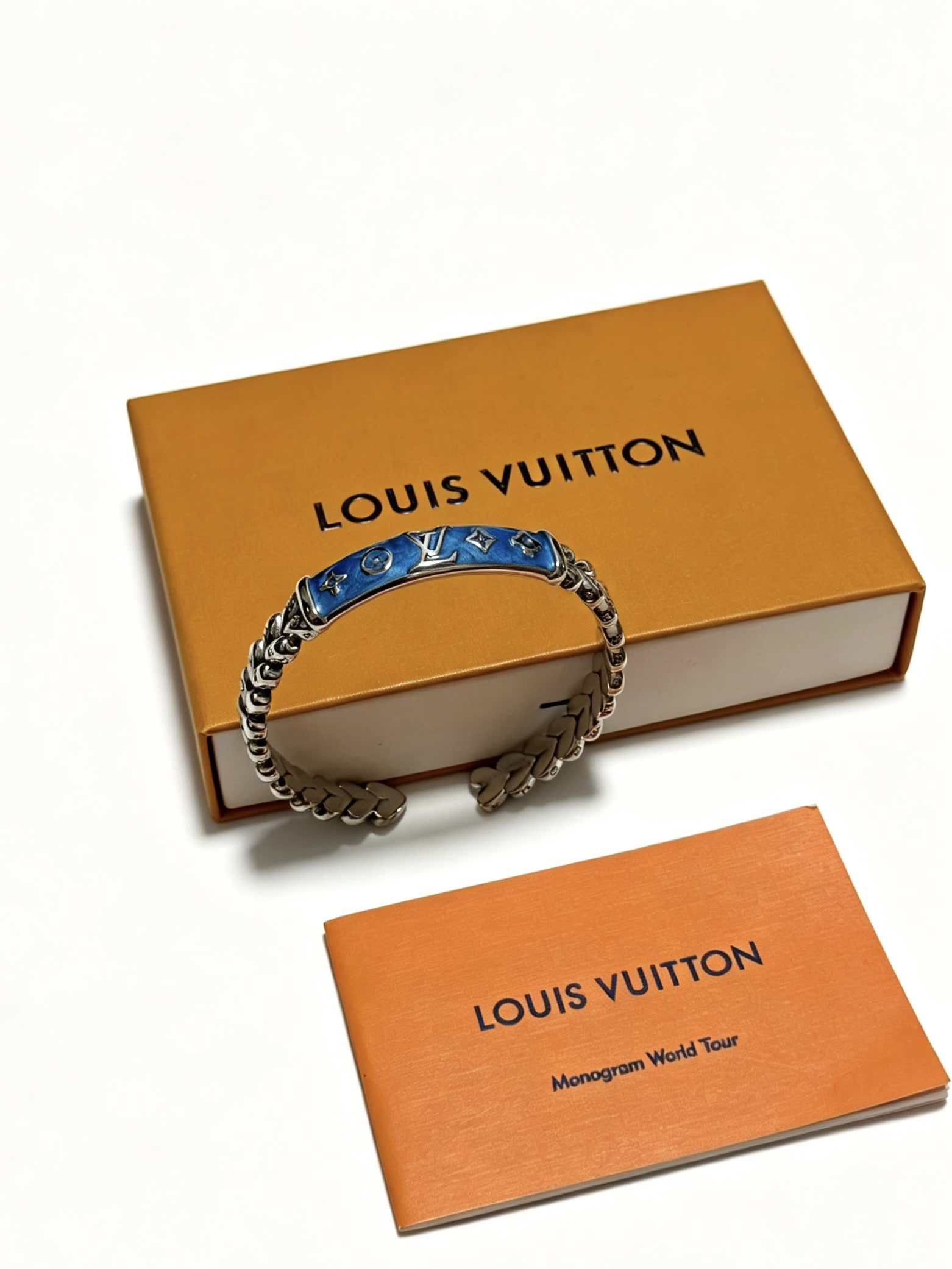Louis Vuitton Silver Blue Enamel Bracelet